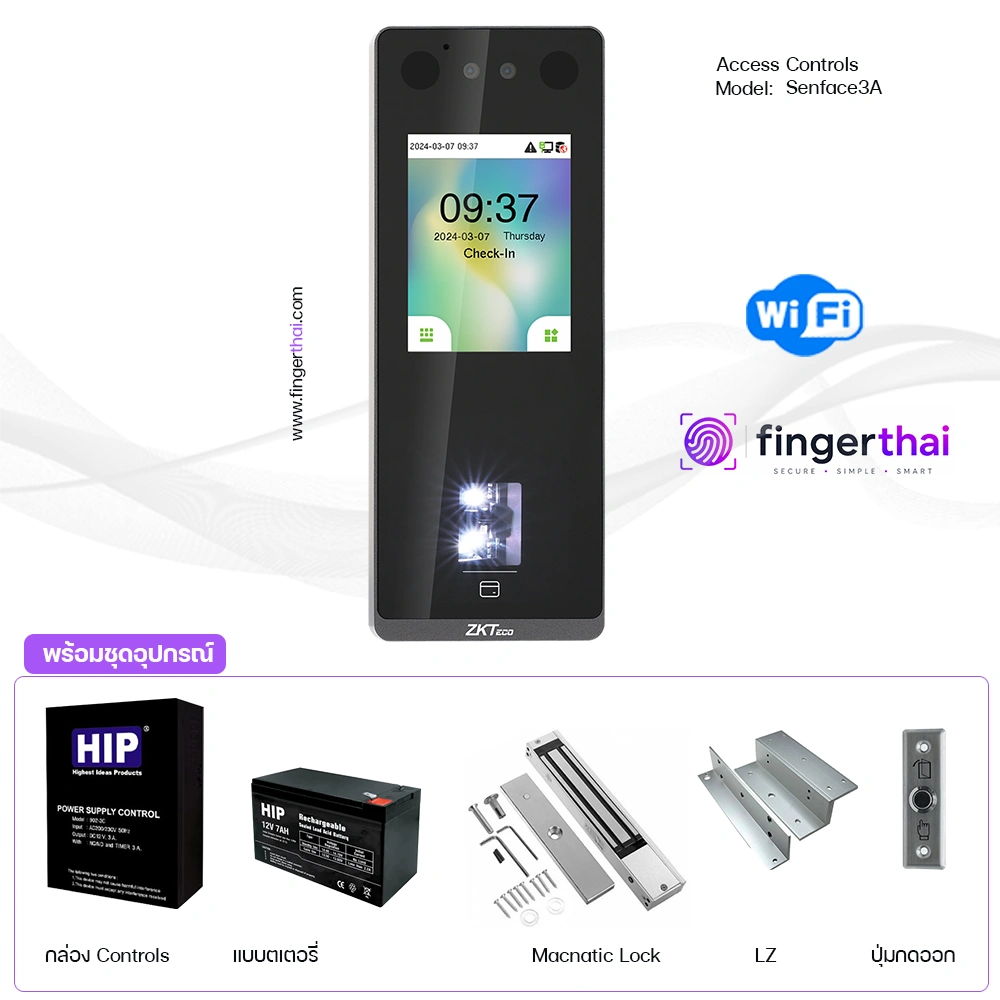 ZKTeco SenFace 3A เครื่องสแกนใบหน้าควบคุมประตู AI Face Recognition Access Control ความปลอดภัยสูง